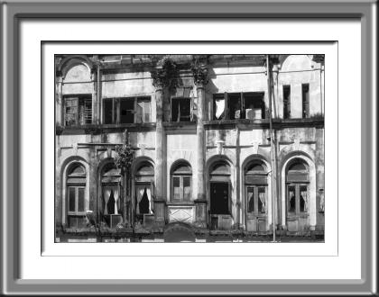 colonial architecture , building, black and white, Burma, Myanmar