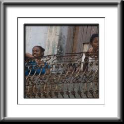 children, girls, Cuba, Havana, balcony